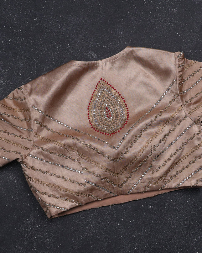 Maroon Tissue Designer Saree With Embroidery Readymade Blouse