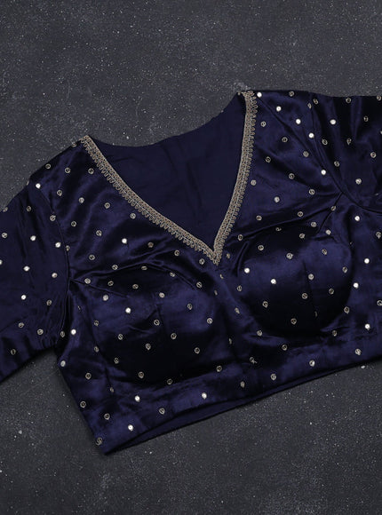 Sky Blue-Navy Blue Tussar Designer Saree With Brocade Readymade Blouse