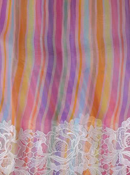 Peach Organza Embroidery Saree