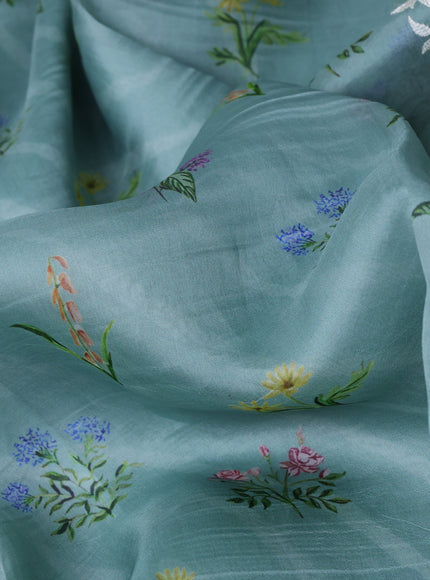 Sea Green Organza Embroidery Saree