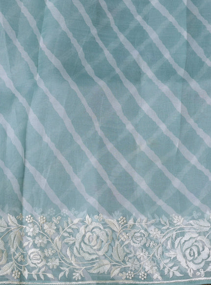 Sea Green Organza Embroidery Saree