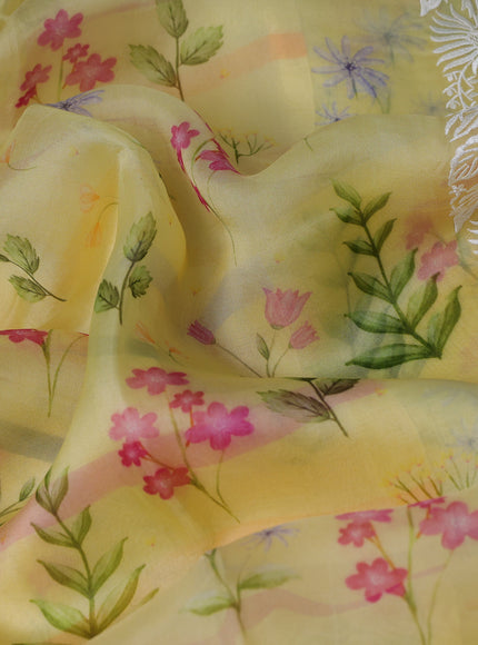 Yellow Organza Embroidery Saree