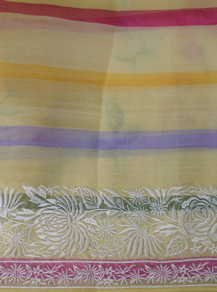 Yellow Organza Embroidery Saree