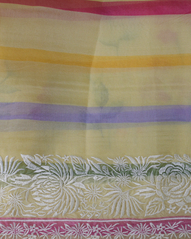Yellow Organza Embroidery Saree