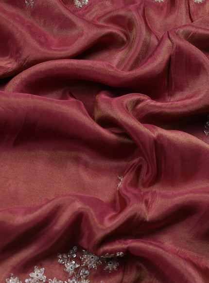 Gazri Pink Georgette Tissue Embroidery Saree