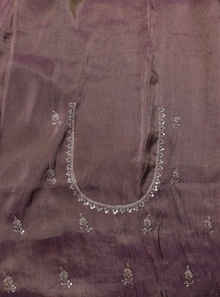 Dark Levender Georgette Tissue Embroidery Saree