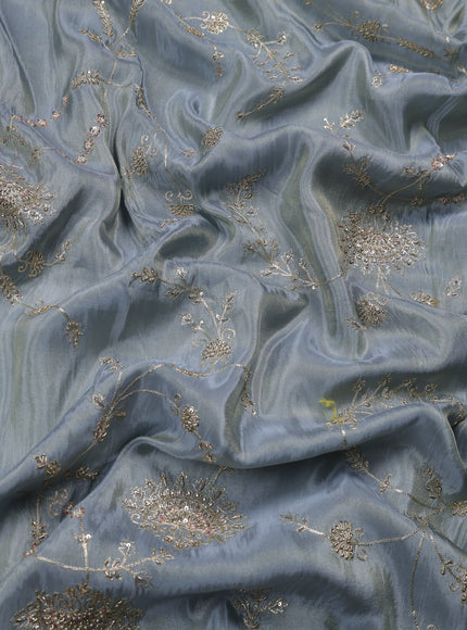 Pastel Blue Georgette Tissue Embroidery Saree