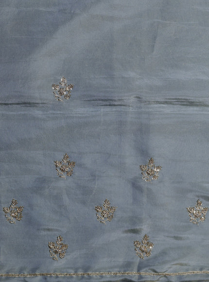 Pastel Blue Georgette Tissue Embroidery Saree