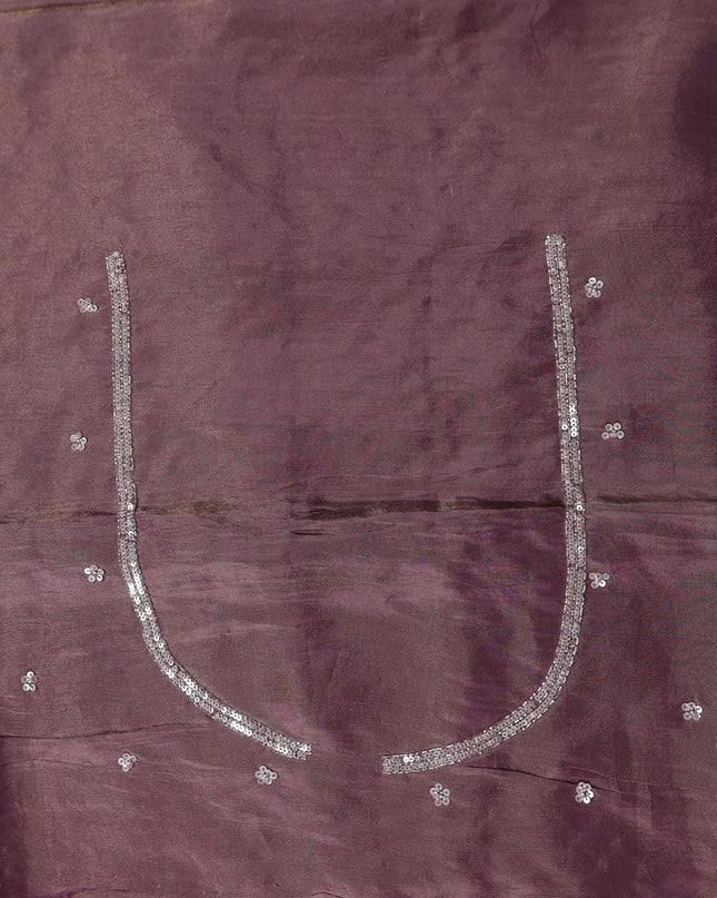 Dark Levender Georgette Tissue Embroidery Saree
