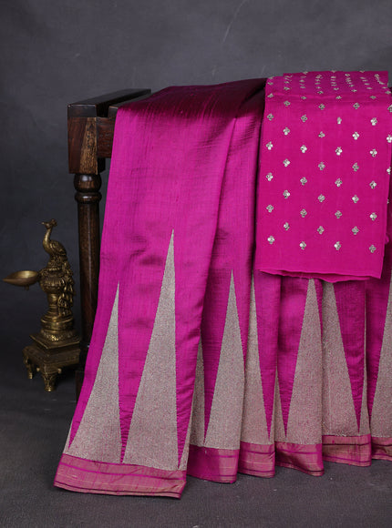 Rani Pink Tussar Silk Saree