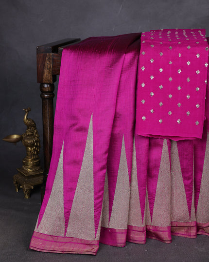 Rani Pink Tussar Silk Saree