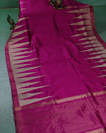 Rani Pink Tussar Silk Saree