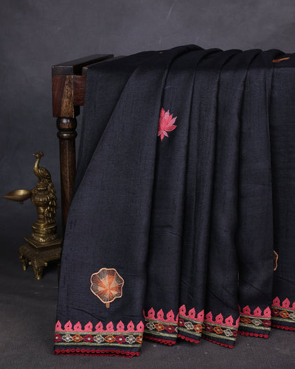 Black Tussar Silk Saree