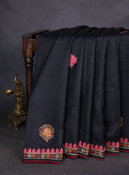 Black Tussar Silk Saree