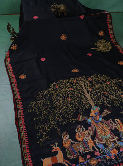 Black Tussar Silk Saree