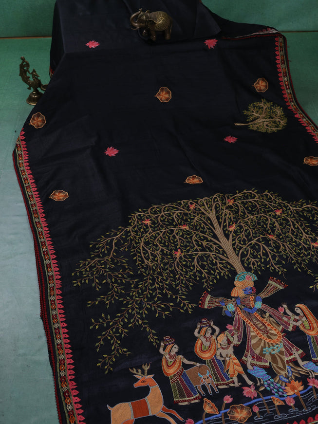 Black Tussar Silk Saree