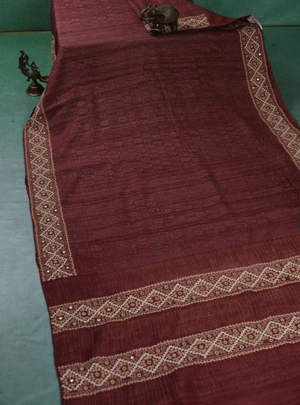 Rust Tussar Silk Saree