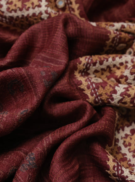 Rust Tussar Silk Saree