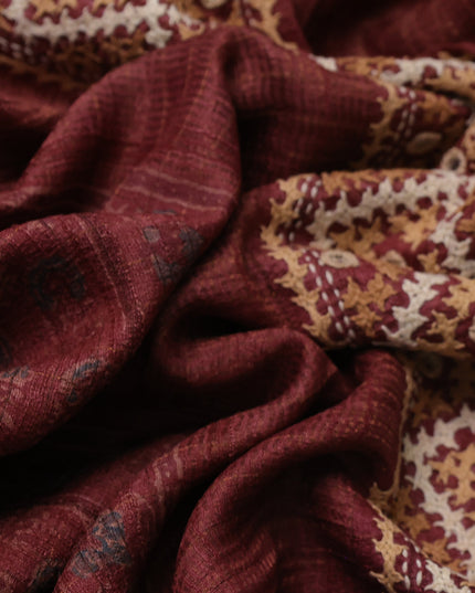 Rust Tussar Silk Saree