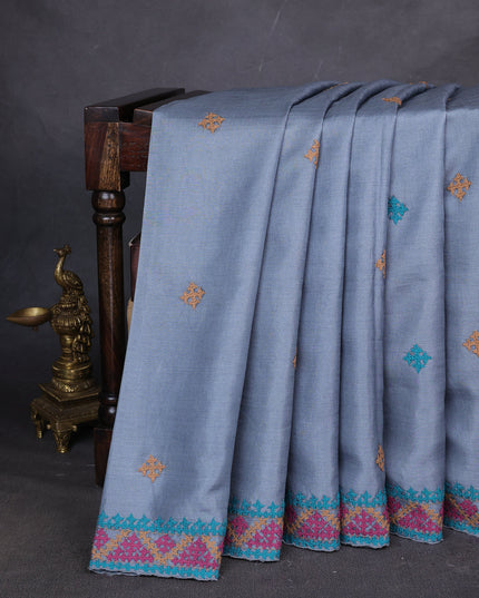 Grey Tussar Silk Saree