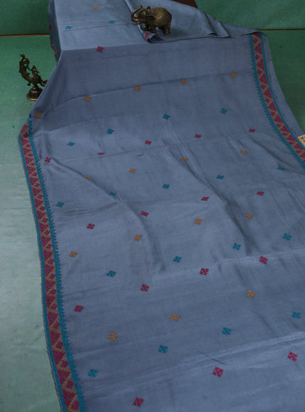 Grey Tussar Silk Saree