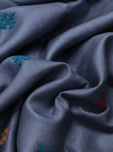 Grey Tussar Silk Saree