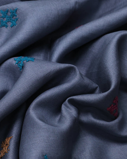 Grey Tussar Silk Saree