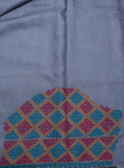 Grey Tussar Silk Saree
