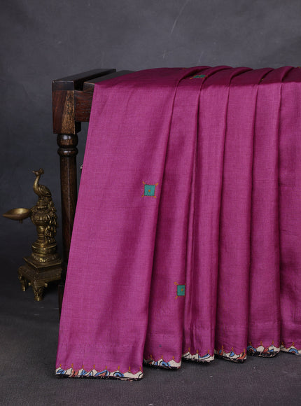 Purple Tussar Silk Saree