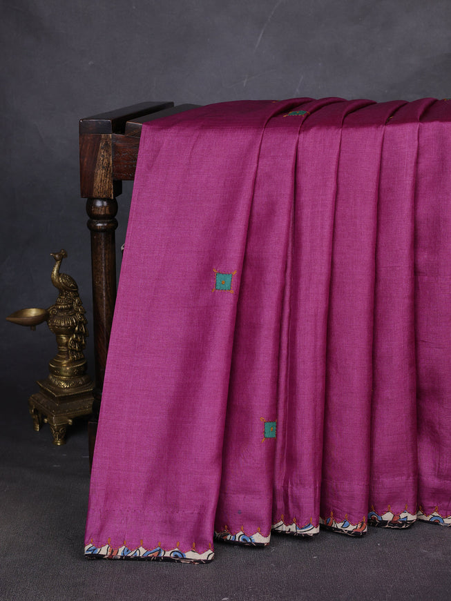 Purple Tussar Silk Saree