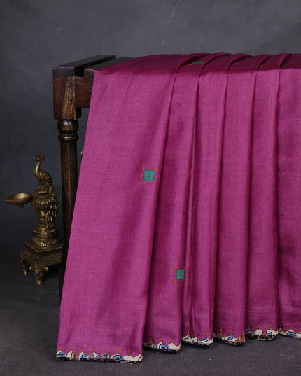 Purple Tussar Silk Saree