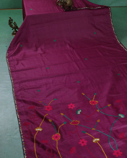 Purple Tussar Silk Saree