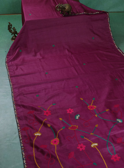 Purple Tussar Silk Saree
