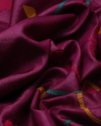 Purple Tussar Silk Saree