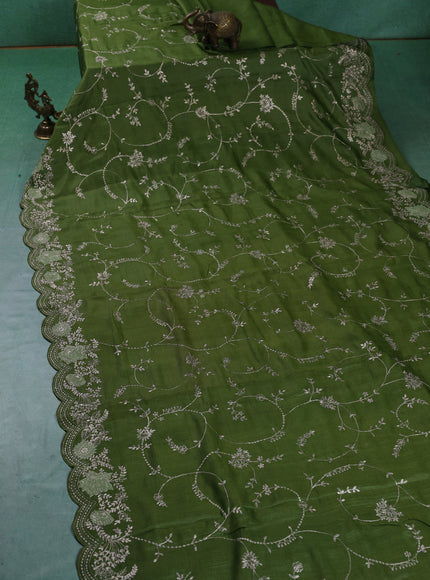 Mehendi Green Tussar Silk Saree