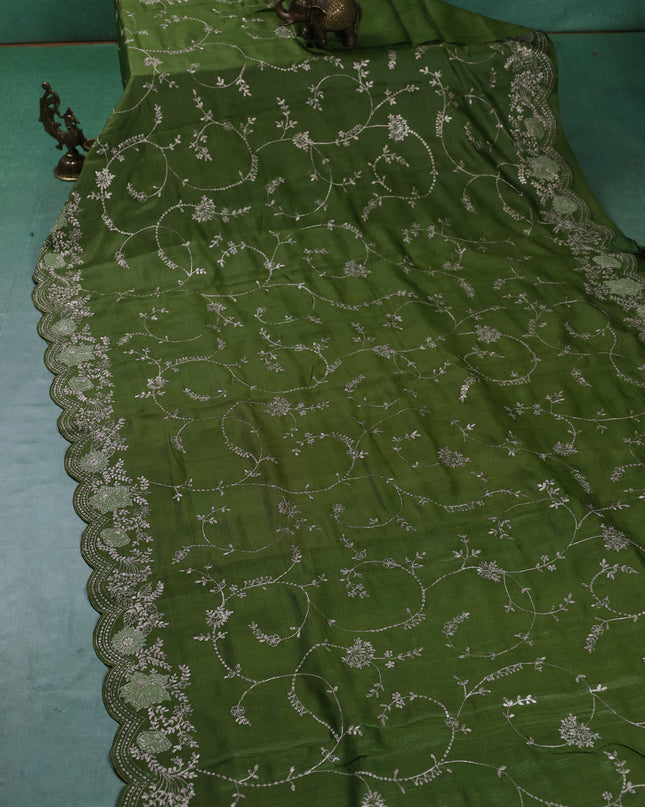 Mehendi Green Tussar Silk Saree