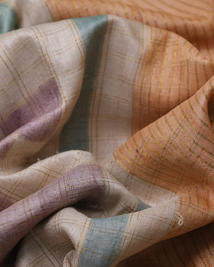 Beige Tussar Silk Saree