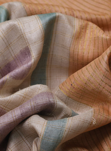Beige Tussar Silk Saree