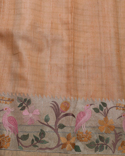 Beige Tussar Silk Saree