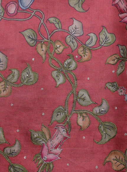 Peach Tussar Silk Saree