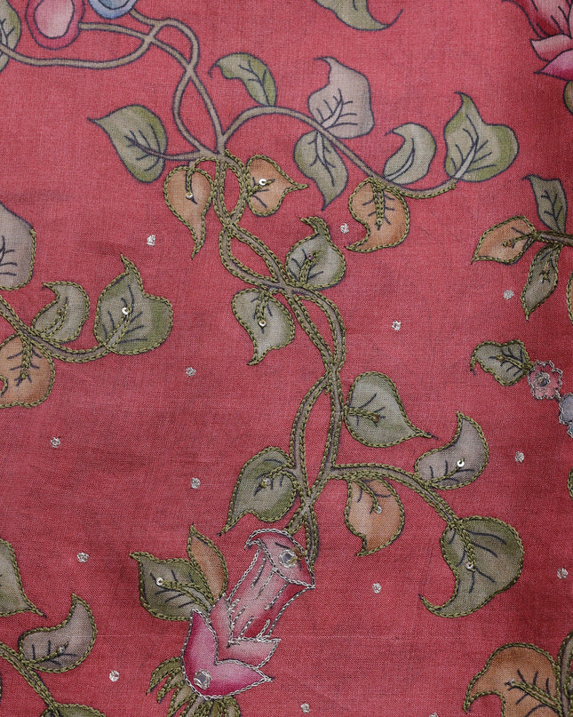 Peach Tussar Silk Saree