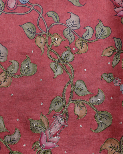 Peach Tussar Silk Saree