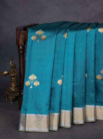 Blue Tussar Silk Saree