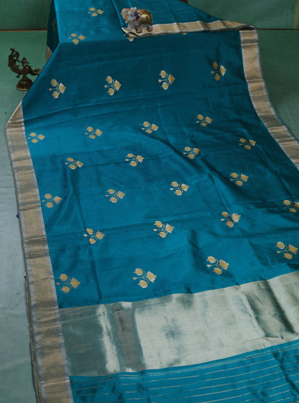 Blue Tussar Silk Saree