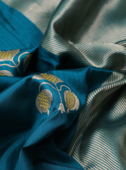 Blue Tussar Silk Saree