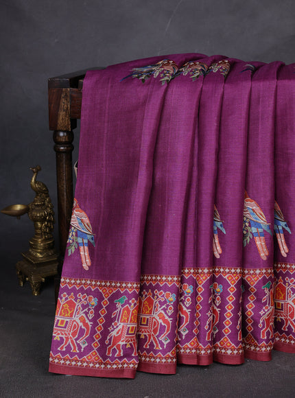Purple Tussar Silk Saree