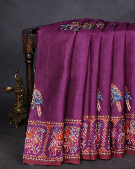 Purple Tussar Silk Saree