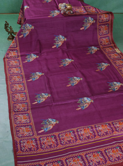 Purple Tussar Silk Saree