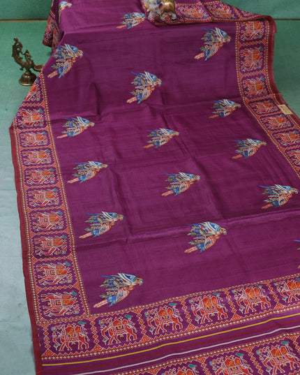 Purple Tussar Silk Saree