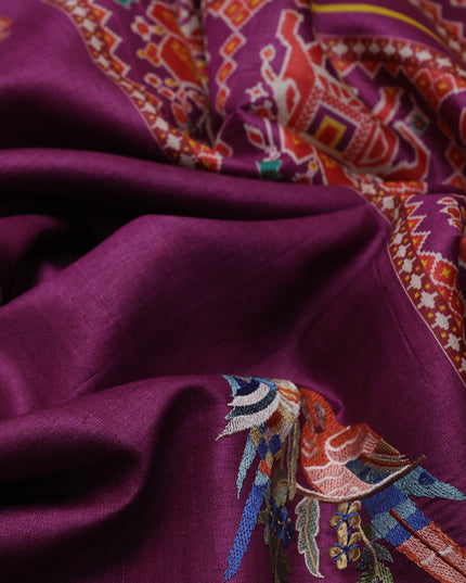 Purple Tussar Silk Saree